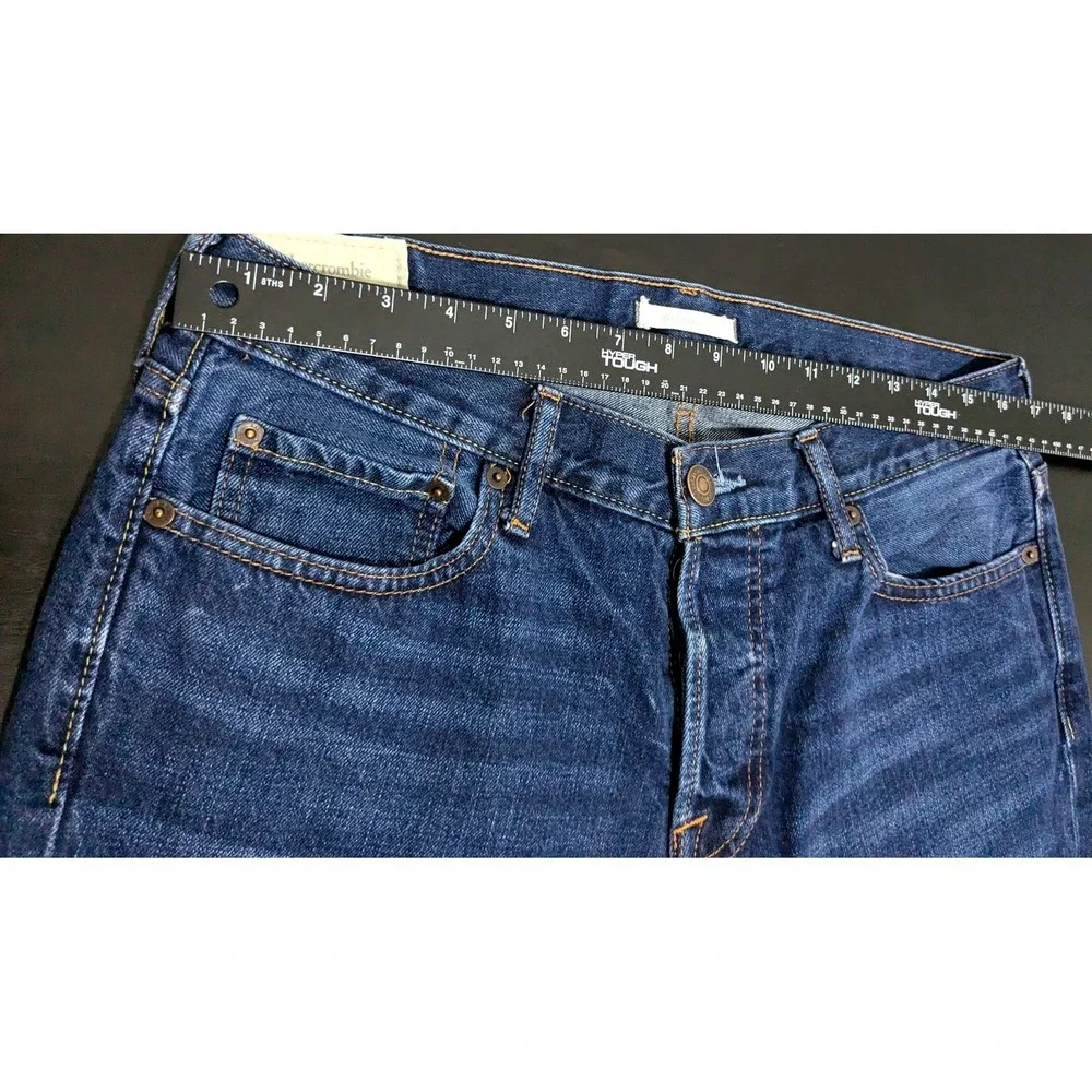 Abercrombie & Fitch Mens Classic Straight Cotton Jeans 32 x34 Dark Wash Indigo‎